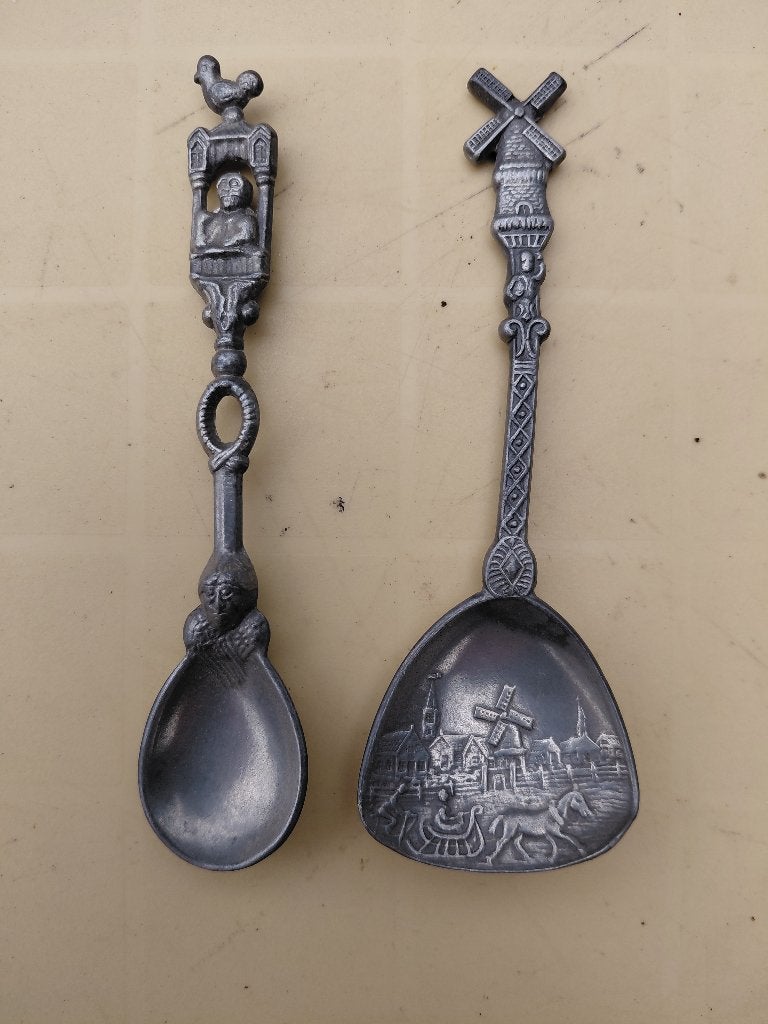 2 tinnen suikerscheppen, Gelria tin., Verzenden