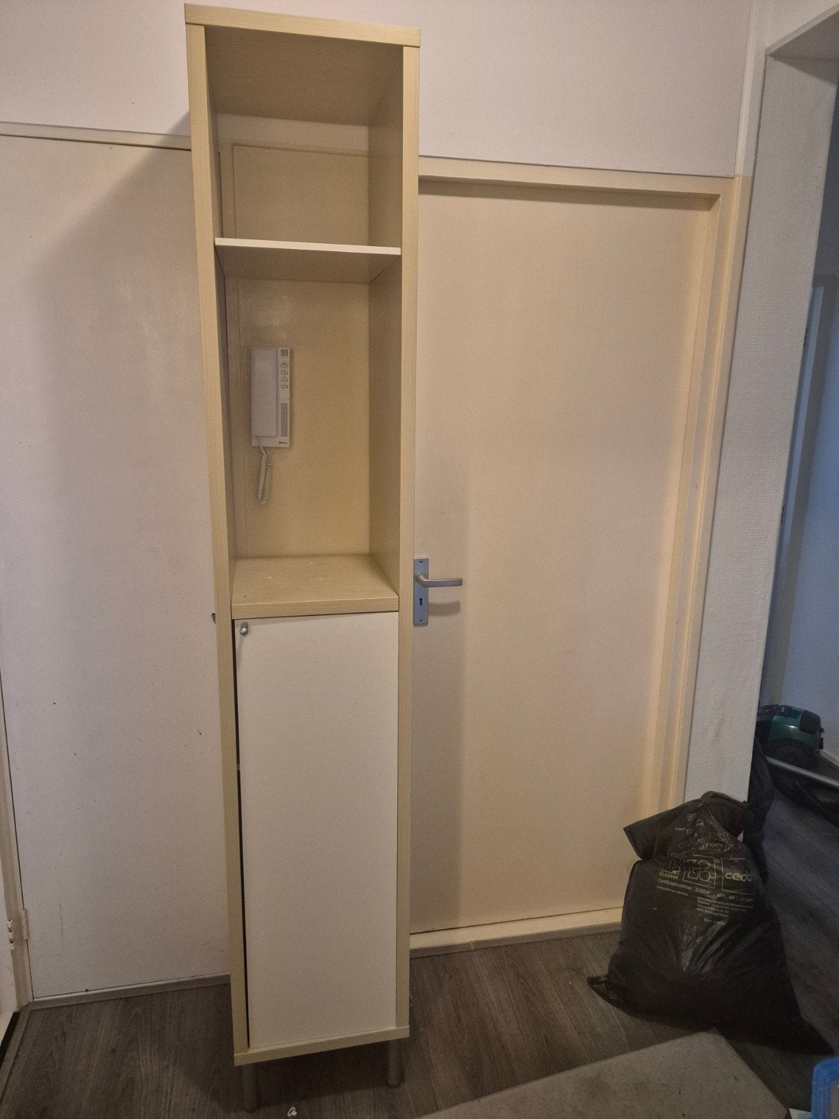 2 meter X 49 X 49 cm opbergkast met open vakken en deurtje, Ophalen, Gebruikt