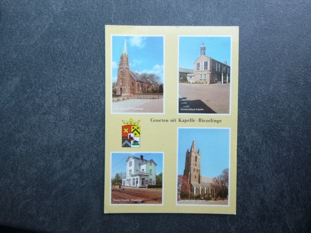 Kapelle-Biezelinge station/gemeentehuis/kerk 1980, Verzamelen, Verzenden, 1980 tot heden, Gelopen, Noord-Brabant