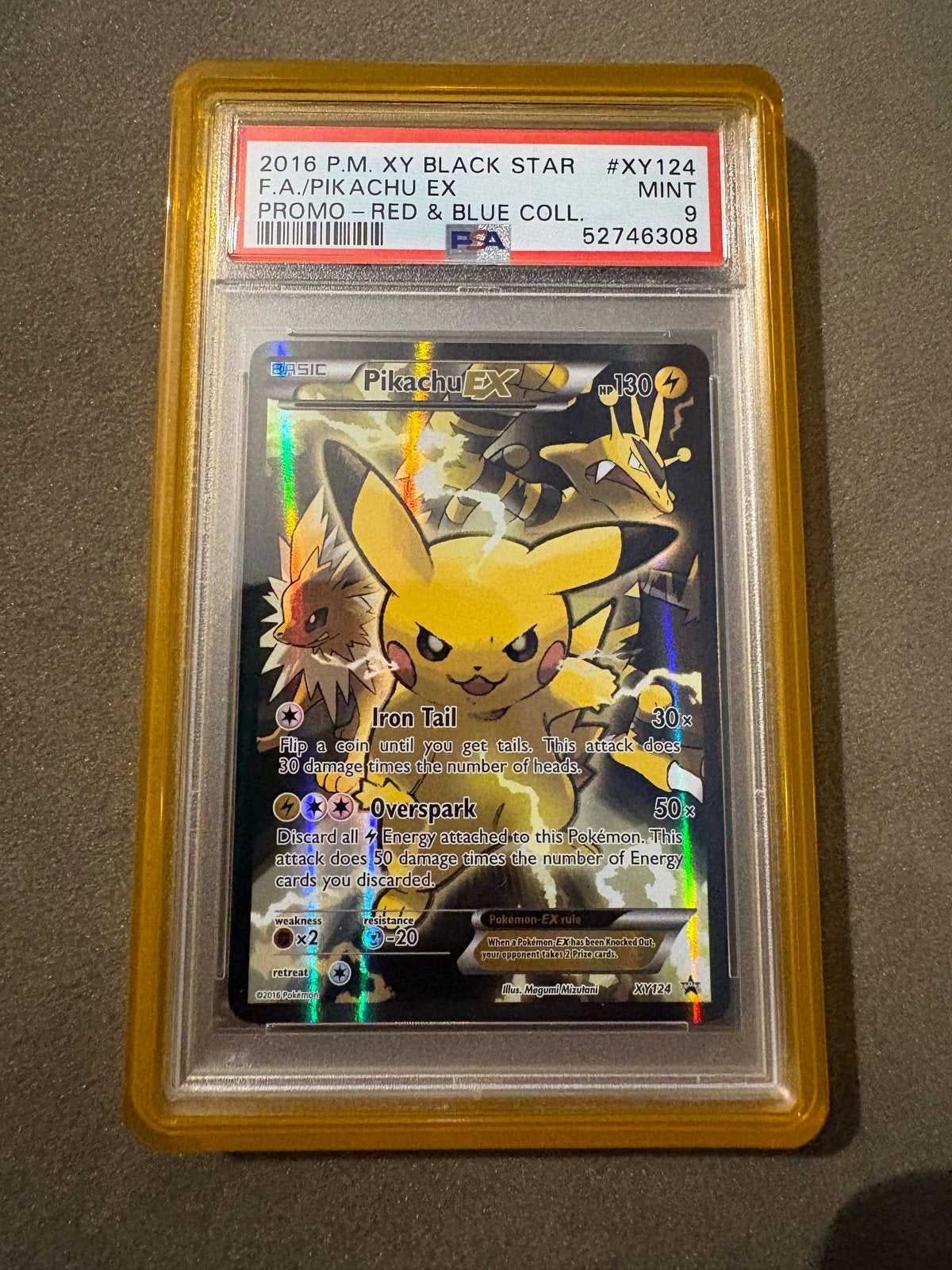 Pikachu EX XY124 PSA 9 - Pokémon Kaart, Ophalen of Verzenden, Zo goed als nieuw, Losse kaart, Foil