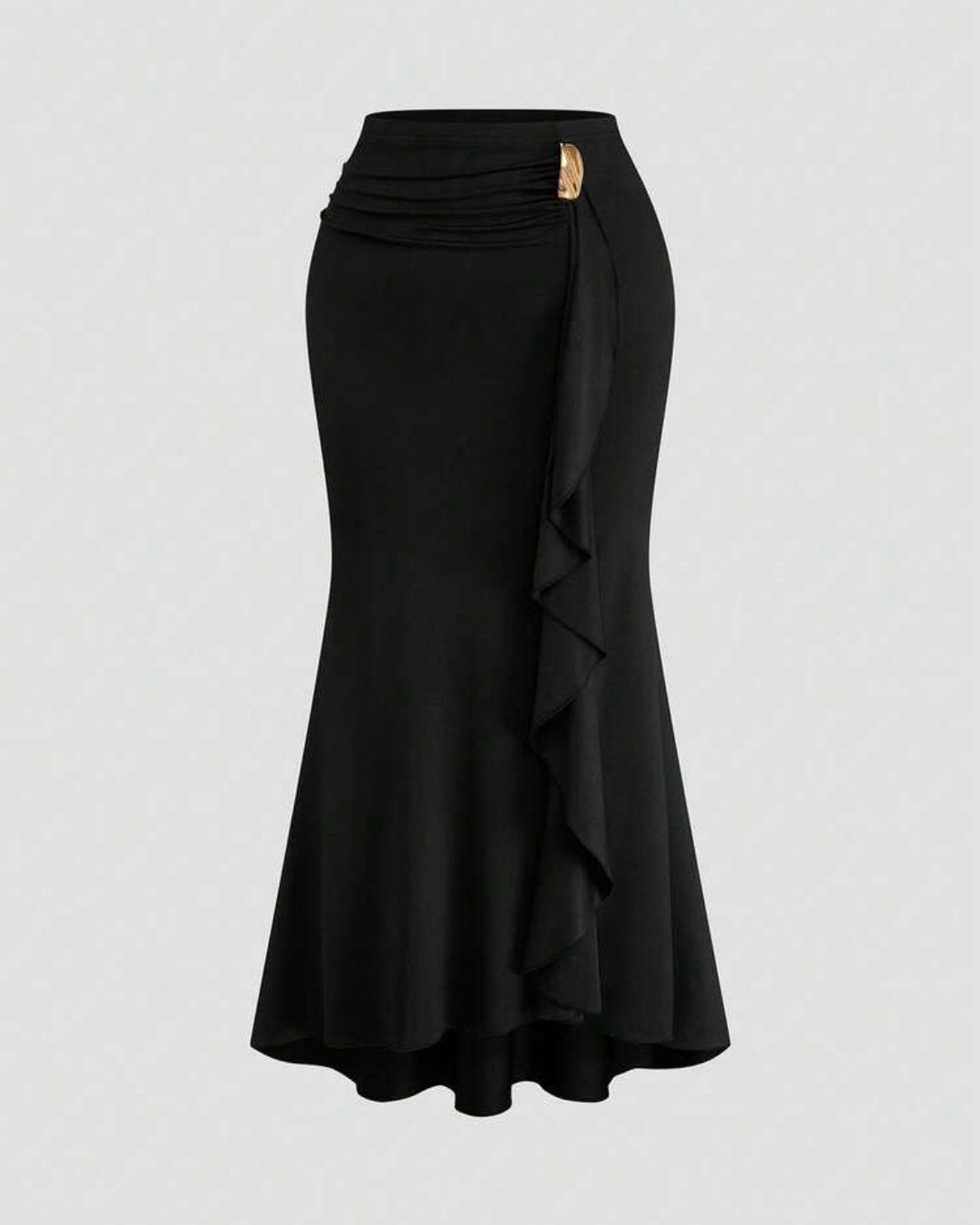 maxi-rok met gouden gesp Zwart  (44-52), Kleding | Dames, Verzenden, Nieuw, Zwart, Rok
