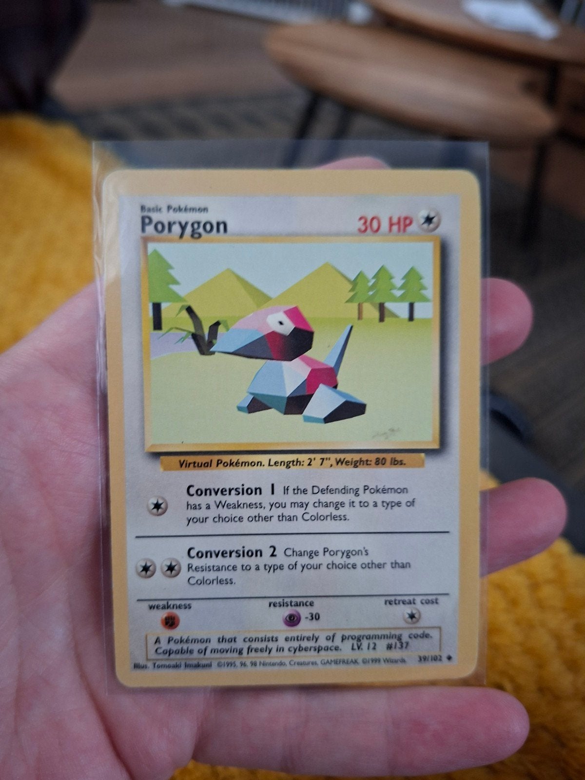 Porygon Pokémon kaart - Base set sunbleached, Ophalen of Verzenden, Gebruikt, Losse kaart