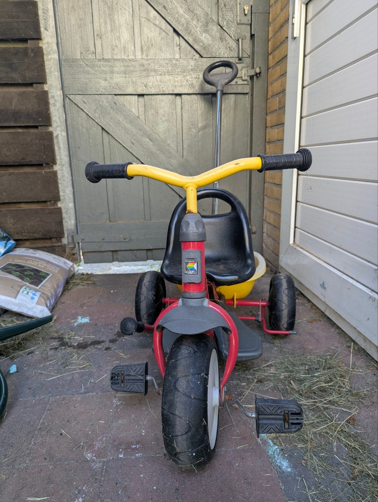 Konderfietsje met duwstang, Fietsen en Brommers, Ophalen, Gebruikt, Terugtraprem, Duwstang