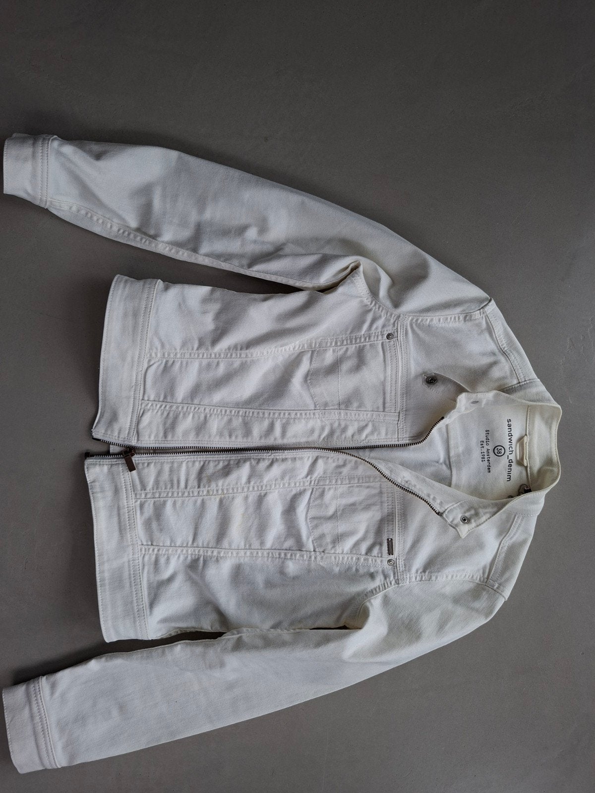 Sandwich Denim spijkerjasje wit maat 38, Kleding | Dames, Jassen | Zomer, Maat 38/40 (M), Wit, Ophalen of Verzenden, Zo goed als nieuw