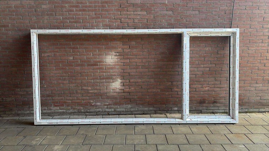 kunststof kozijn aluplast wit houtnerf 3440x1590, Niet ingevuld, Kunststof, Niet ingevuld, Nieuw