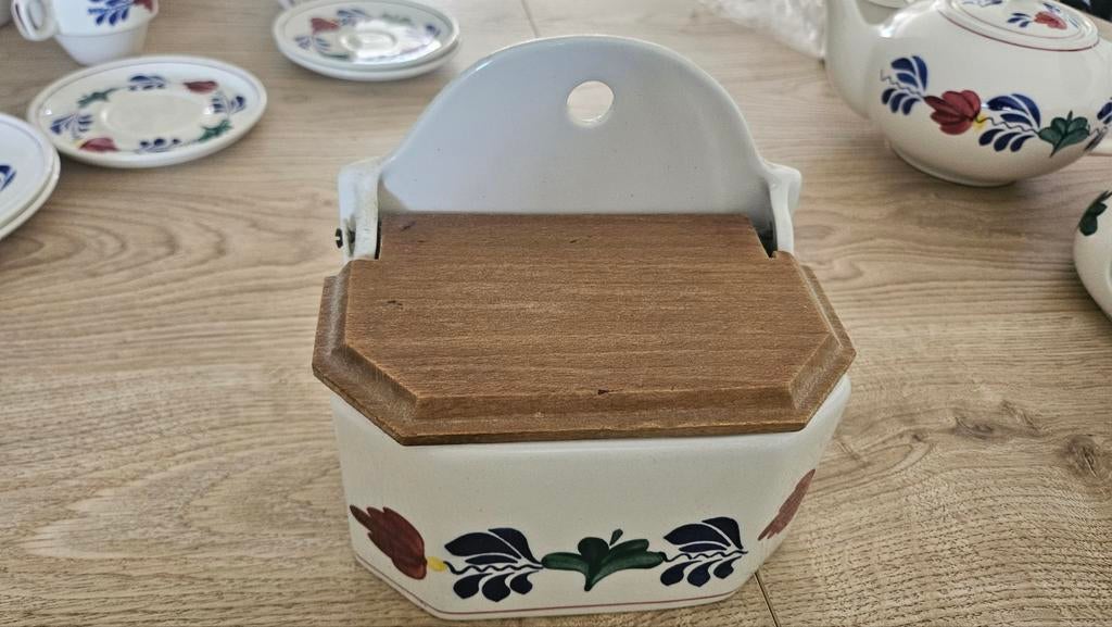 Boerenbont zoutpot, Ophalen of Verzenden, Gebruikt, Glas of Kopje