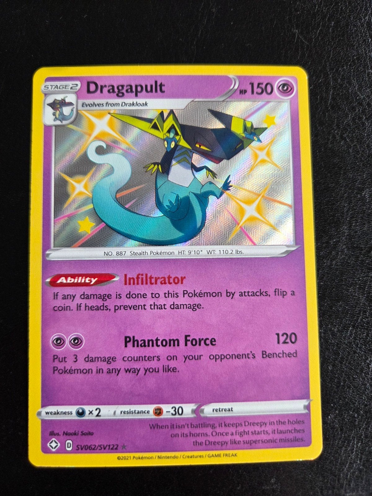 Dragapult SV062/SV122 Shiny Vault Pokémon Kaart, Ophalen of Verzenden, Zo goed als nieuw, Losse kaart, Foil