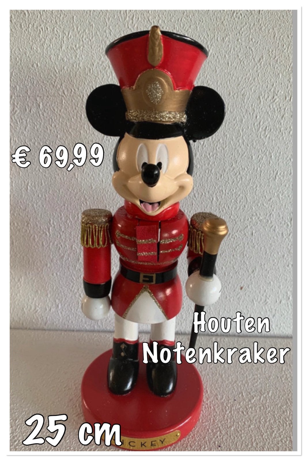 Mickey  notenkraker 25 cm hoog, Ophalen of Verzenden, Overige figuren, Nieuw, Beeldje of Figuurtje