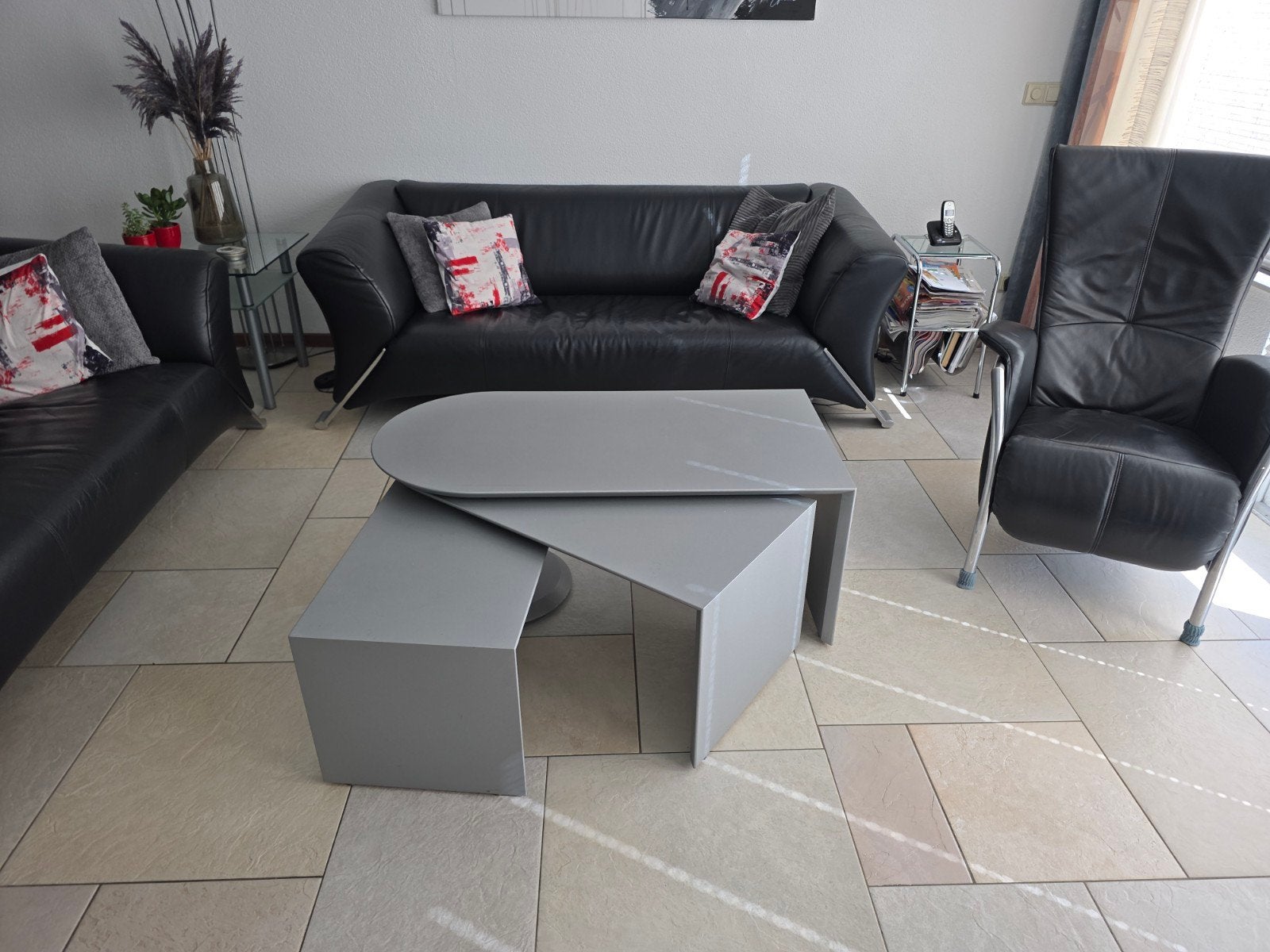 Leolux cyclo salontafel zilvergrijs, Gebruikt, 75 cm of meer, Hout, Ophalen
