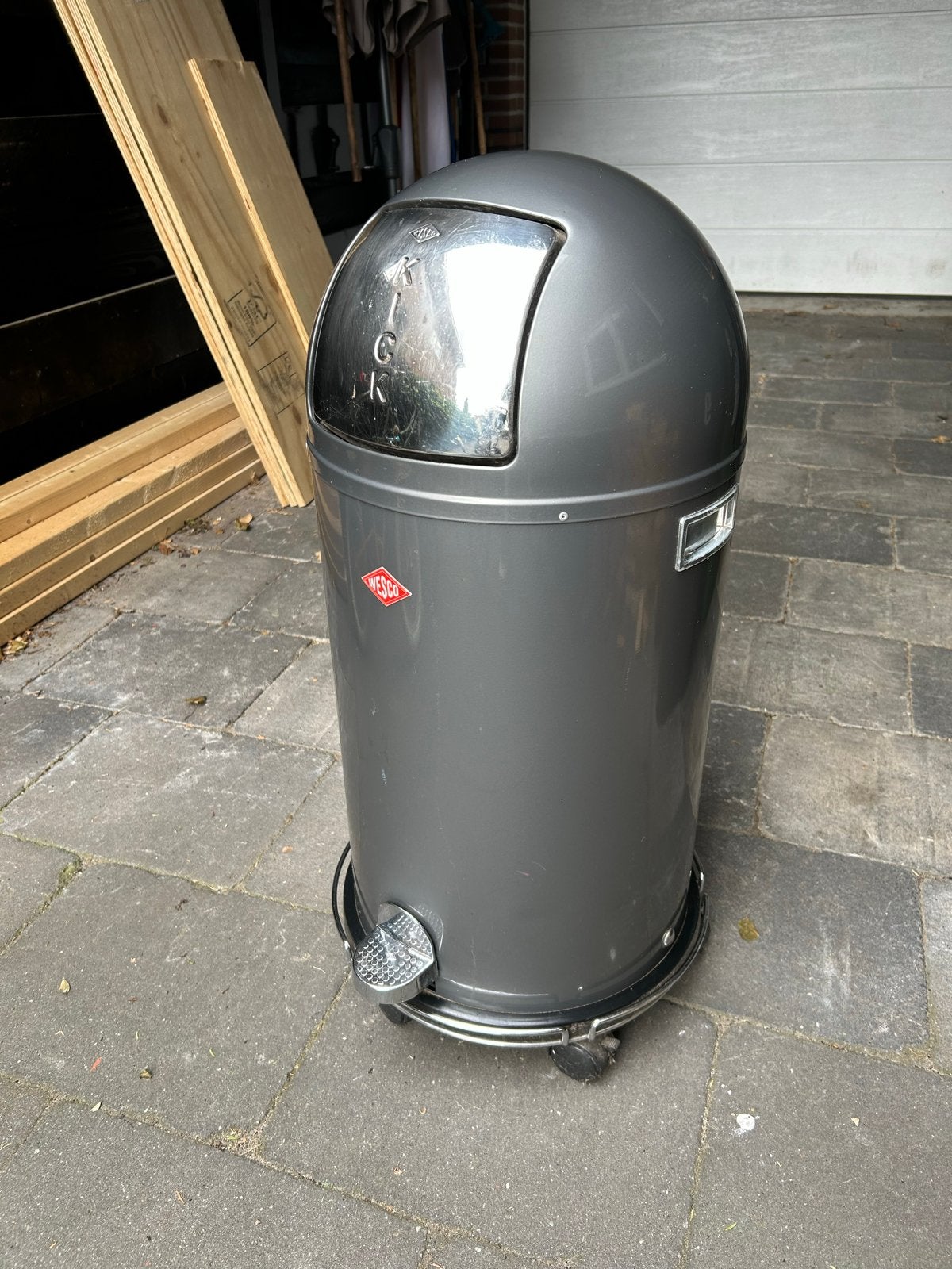 Wesco kickboy Classic Line 40L incl Rollboy onderst, Huis en Inrichting, Ophalen, Gebruikt, Met pedaal, Metaal
