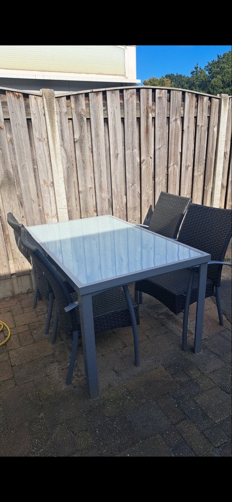 Tuinset: Tuin Tafel met 4 stoelen aluminium, Tuin en Terras, Ophalen, Gebruikt, Rechthoekig, Metaal