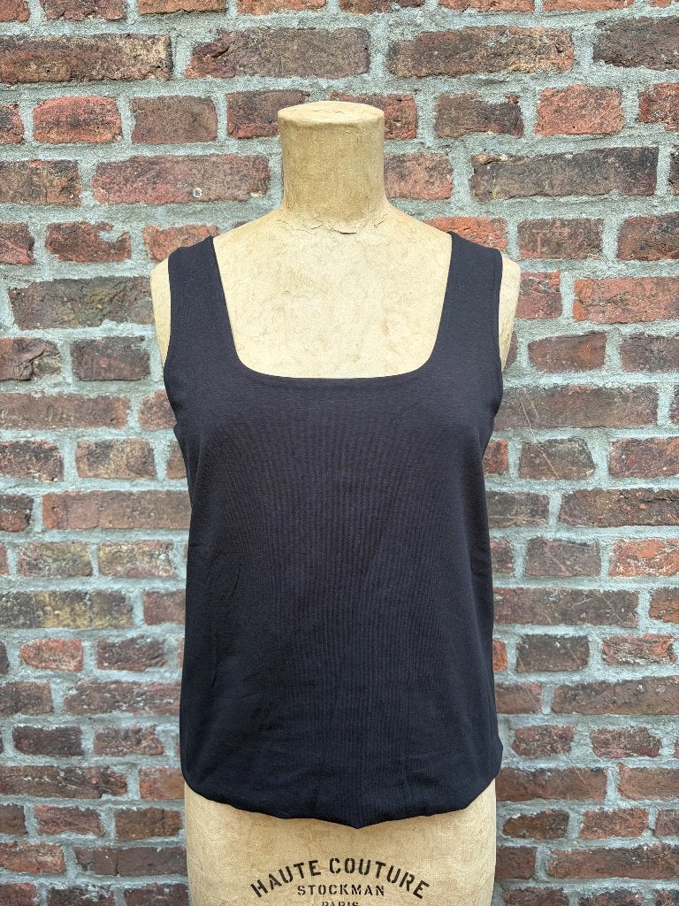 Zwarte katoenen top Rundholz maat L, Zwart, Maat 42/44 (L), Ophalen of Verzenden, Zonder mouw