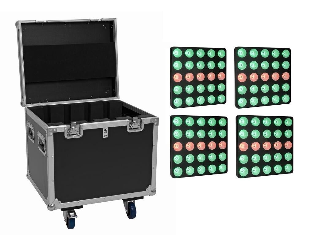EUROLITE Set 4x LED Pixel Matrix Panel 5x5 RGBWW + case, Muziek en Instrumenten, Licht en Laser, Geluidgestuurd, ., Nieuw, Ophalen of Verzenden