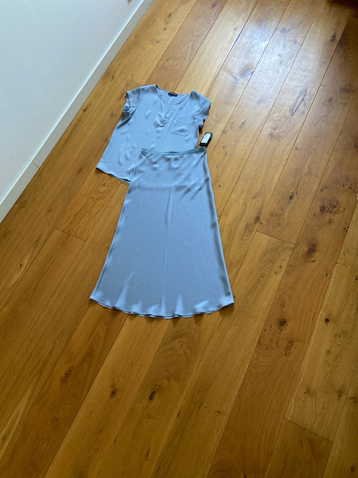 Repeat zijden set: blouse en rok, maat 36 (S), Kleding | Dames, Rokken, Blauw, Nieuw, Ophalen of Verzenden, Maat 36 (S)