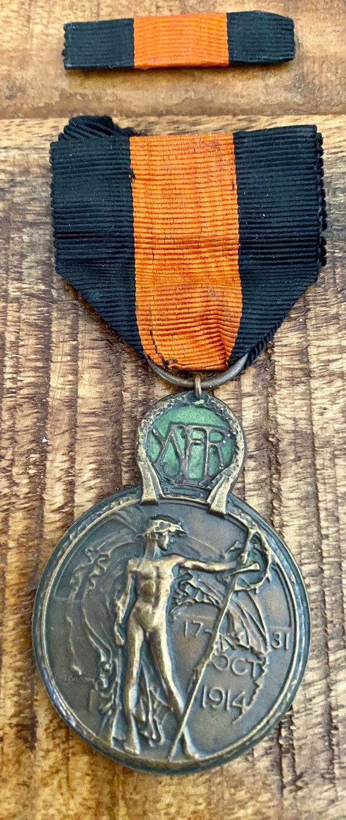 Belgische Yser-medaille uit de Eerste Wereldoorlog met baton, Verzenden, Landmacht, Overige gebieden, Lintje, Medaille of Wings