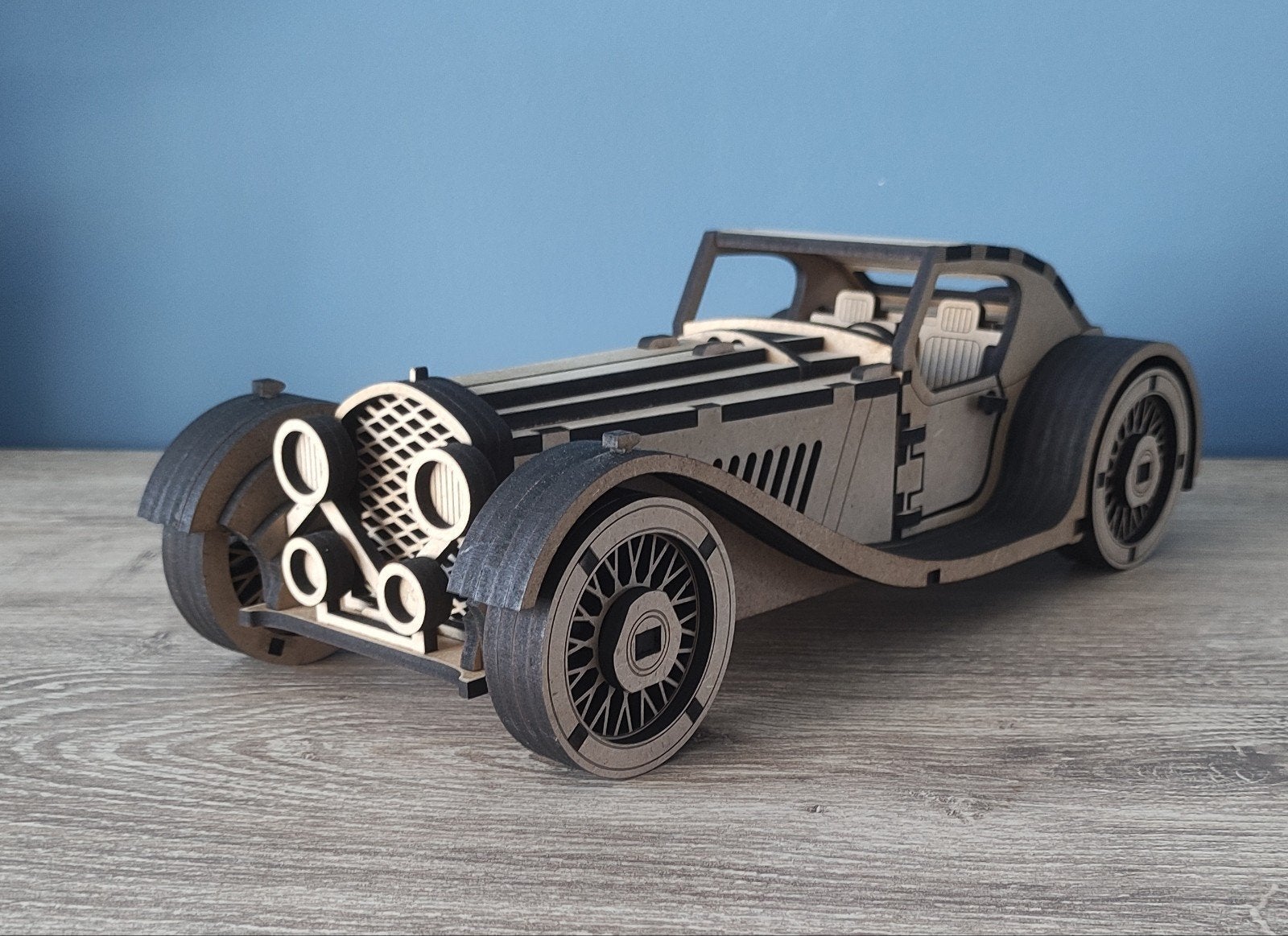 Stijlvol houten 3D model Classic Roadster., Ophalen of Verzenden, Nieuw, Auto, Overige merken
