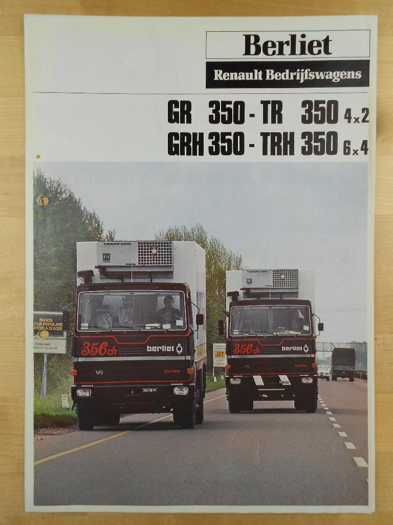 Berliet 1978 GR GRH TR TRH 350 V8 Brochure, Berliet, Ophalen of Verzenden, Zo goed als nieuw, Overige merken