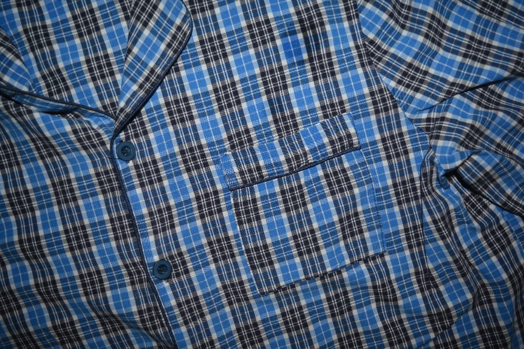 Hema, blauw ruiten pyjama jasje en broek, mt L, Kleding | Heren, Ophalen of Verzenden, Zo goed als nieuw, Maat 52/54 (L), Hema