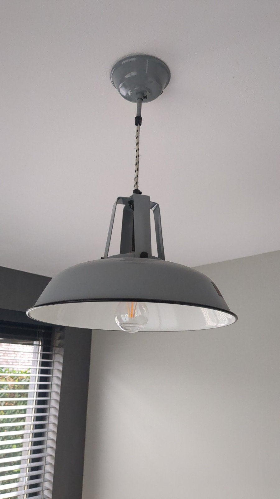 HK Living industriële hanglamp grijs, Zo goed als nieuw, Metaal, Industrieel, E27 (groot)
