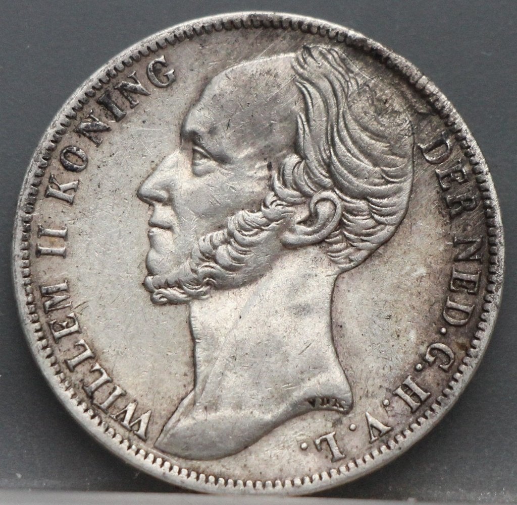 Schaarse 1 gulden 1849 Willem 2, 1 gulden, Verzenden, Zilver, Losse munt