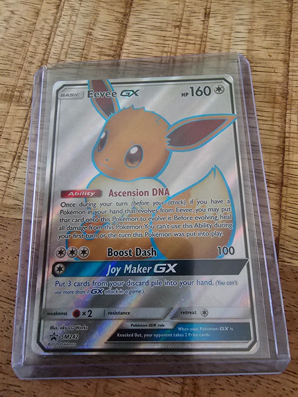 Eevee GX Pokémon Kaart SM242 Promo Full Art, Ophalen of Verzenden, Zo goed als nieuw, Losse kaart, Foil