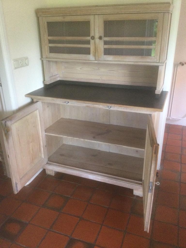 Landelijke buffetkast, 125 cm breed, in twee delen white was, Ophalen, Gebruikt, 25 tot 50 cm, 200 cm of meer