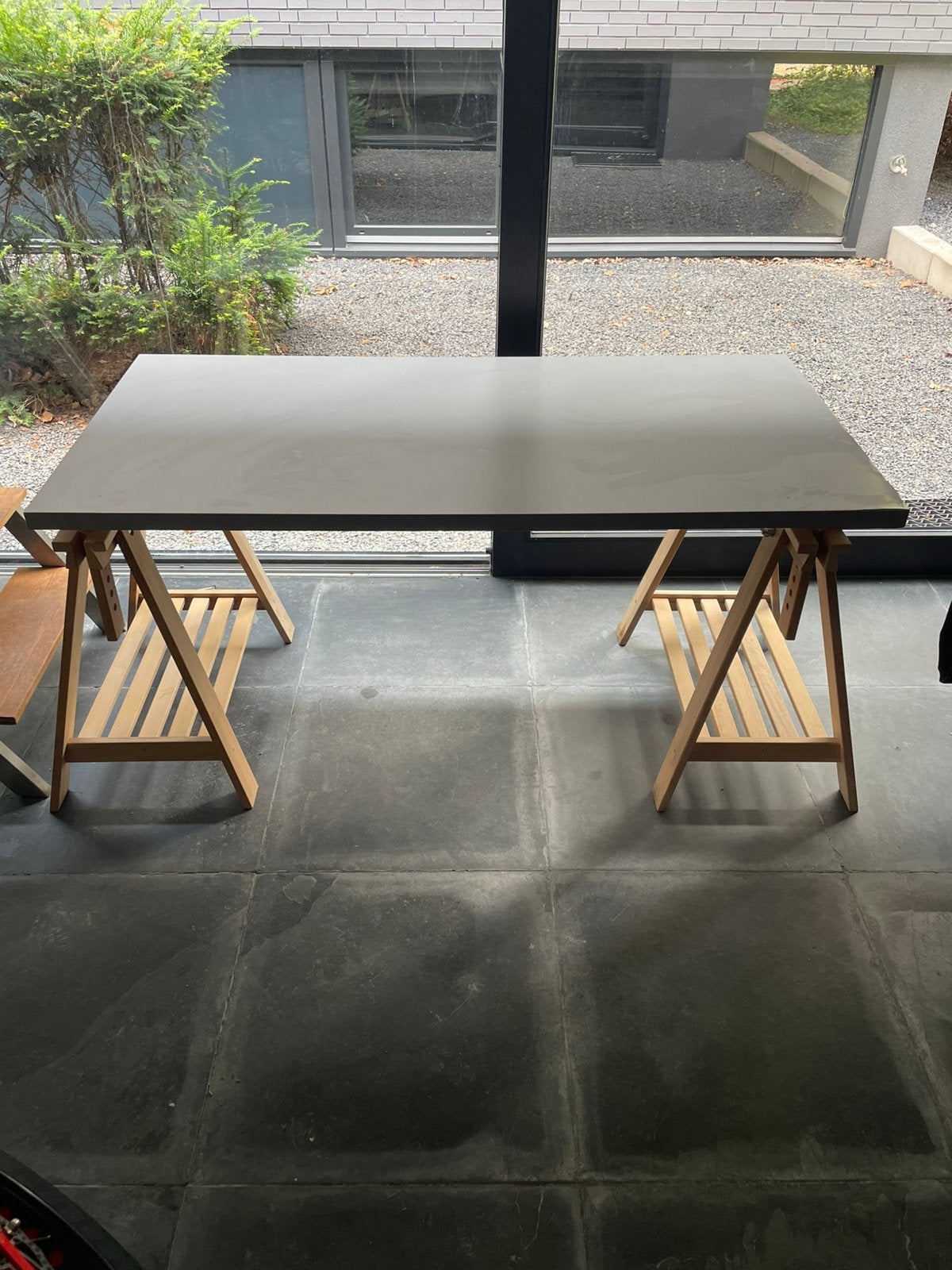 IKEA bureau/werktafel 150 x 75 cm – verstelbaar onderstel, Ophalen, Gebruikt, Rechthoekig, Hout