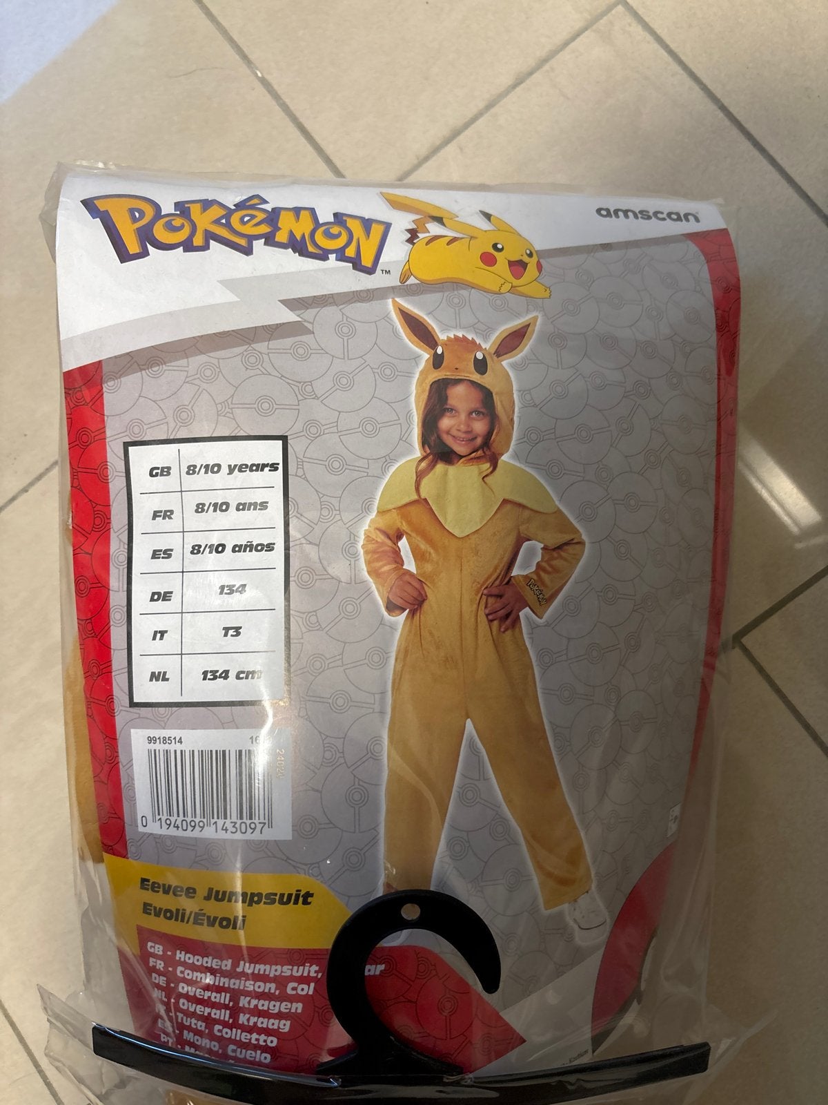 Pokémon Eevee Jumpsuit Kostuum - Maat 134 (8-10 jaar), Ophalen, Nieuw, 134 t/m 140, Jongen of Meisje