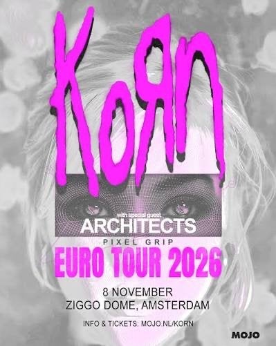 2x Korn – Ziggo Dome Amsterdam 8 november Vak 208, rij 8, Twee personen, November, Hard Rock of Metal