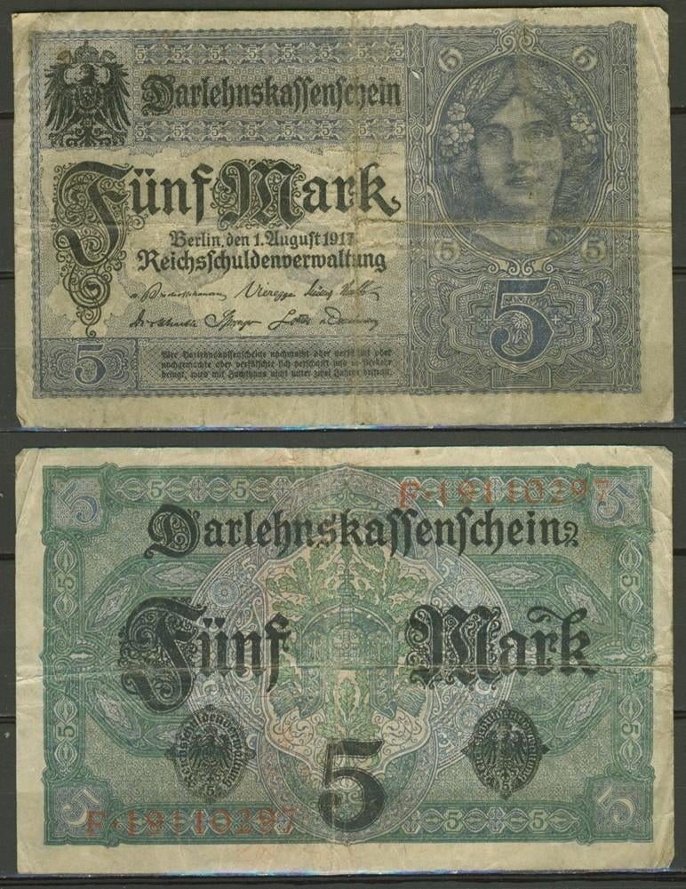 Berlin Berlijn 5 Mark 1917 Darlehenskassenschein Biljet c-2, Postzegels en Munten, Bankbiljetten | Europa | Niet-Eurobiljetten