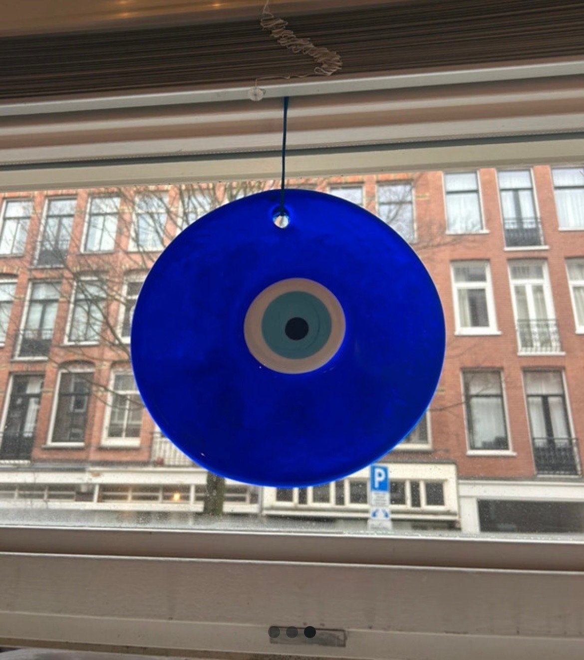 Groot Blauw Turks Oog Hanger - Nazar Amulet 25cm Glas, Ophalen, Blauw, Nieuw, Mediterraans