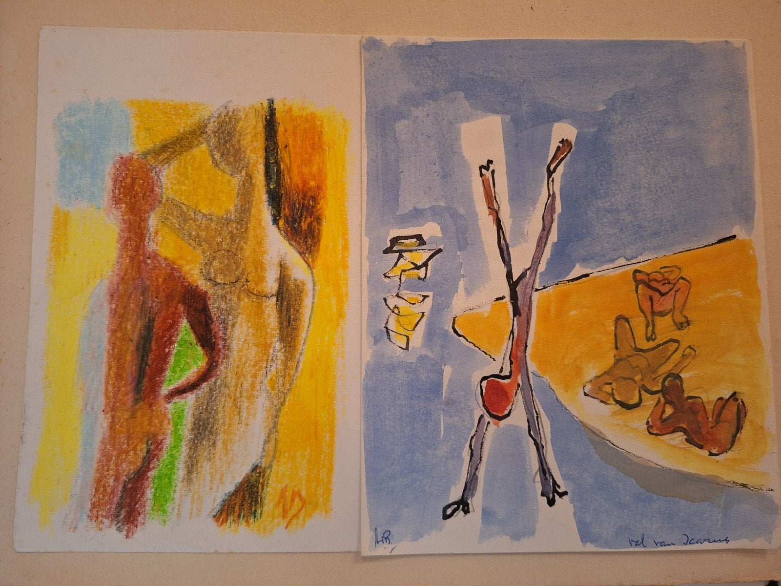 2 tekeningen van A. Beekmans, Antiek en Kunst, Ophalen of Verzenden