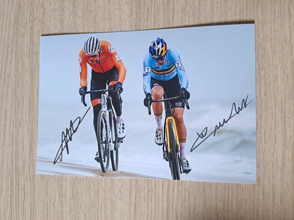Mathieu Van der Poel + Van Aert # Foto handtekening (print, Ophalen of Verzenden, Nieuw, Overige sporten, Overige typen