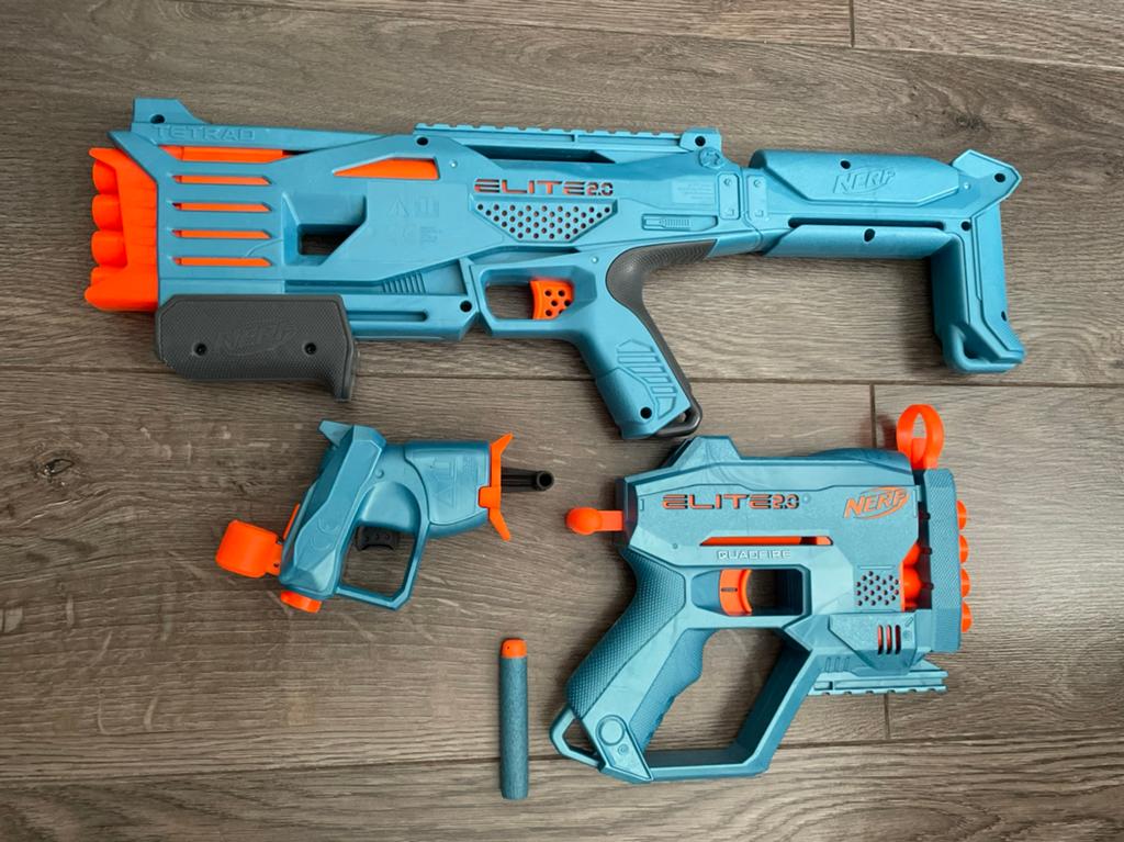 Nerf quadfire 3 delig, Kinderen en Baby's, Speelgoed | Buiten | Actiespeelgoed, Ophalen of Verzenden, Zo goed als nieuw