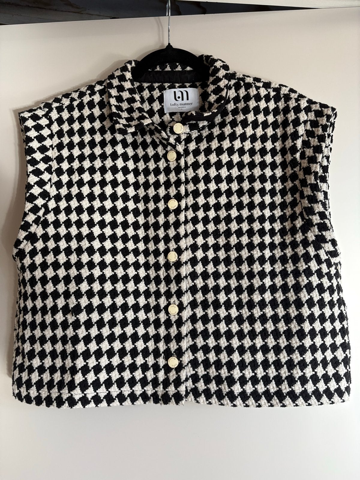 Lofty Manner Gilet Zwart/Wit Maat L, Kleding | Dames, Ophalen of Verzenden, Zo goed als nieuw, Maat 42/44 (L), Zwart