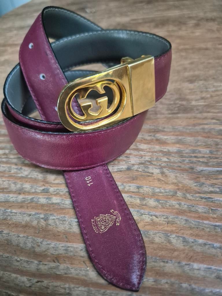 Gucci two color leather belt 110 cm, Ophalen of Verzenden, Zo goed als nieuw, Zwart, 100 cm of meer