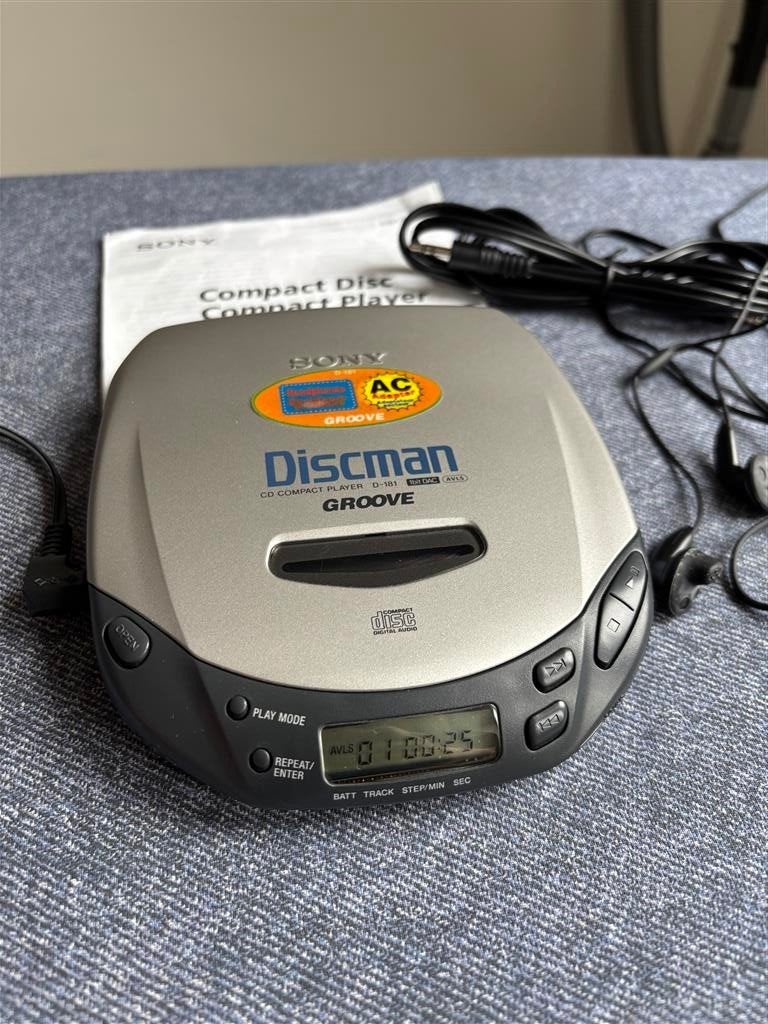 Sony Discman D-181 CD-speler met accessoires, Ophalen of Verzenden, Discman