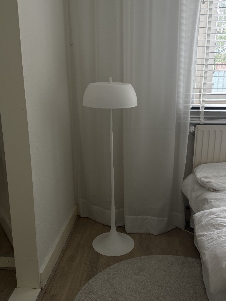 Witte mushroom vloerlamp / paddenstoel lamp – retro design, Ophalen, Gebruikt, 100 tot 150 cm, Metaal