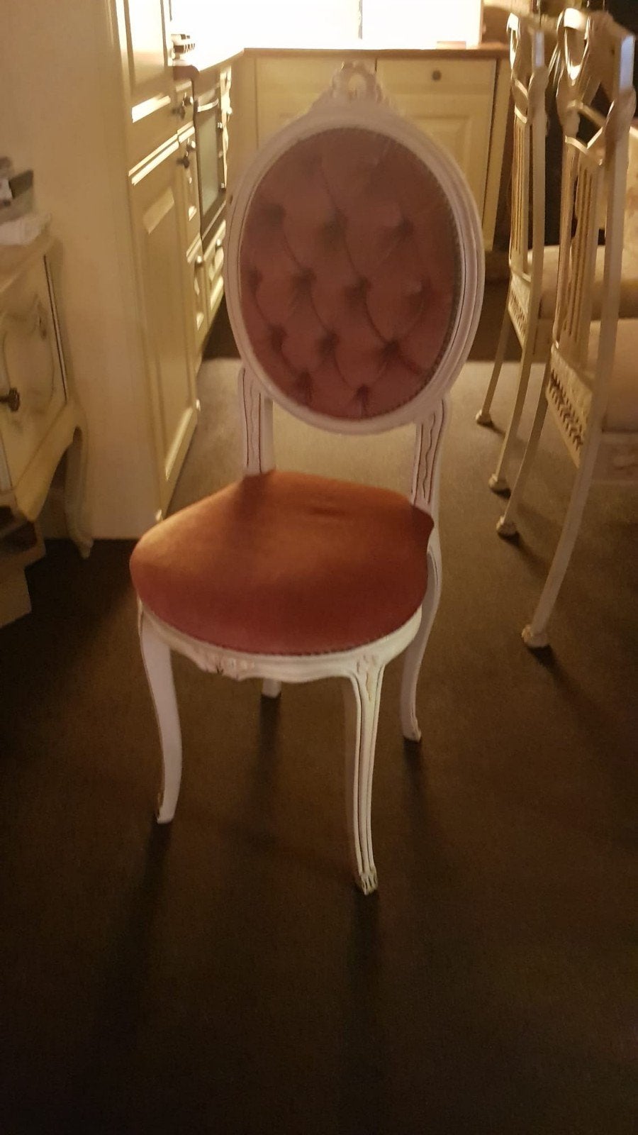 Elegante Barok Stoel - Wit met Roze Velours, Ophalen of Verzenden