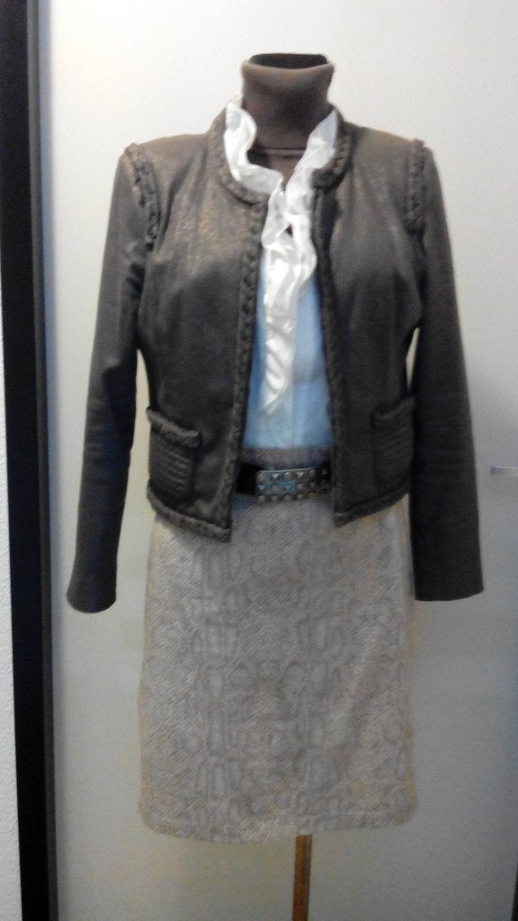 Supertrash kort jasje mt 40 taupe/bruin met goudglans, Maat 38/40 (M), Ophalen of Verzenden, Zo goed als nieuw, Jasje