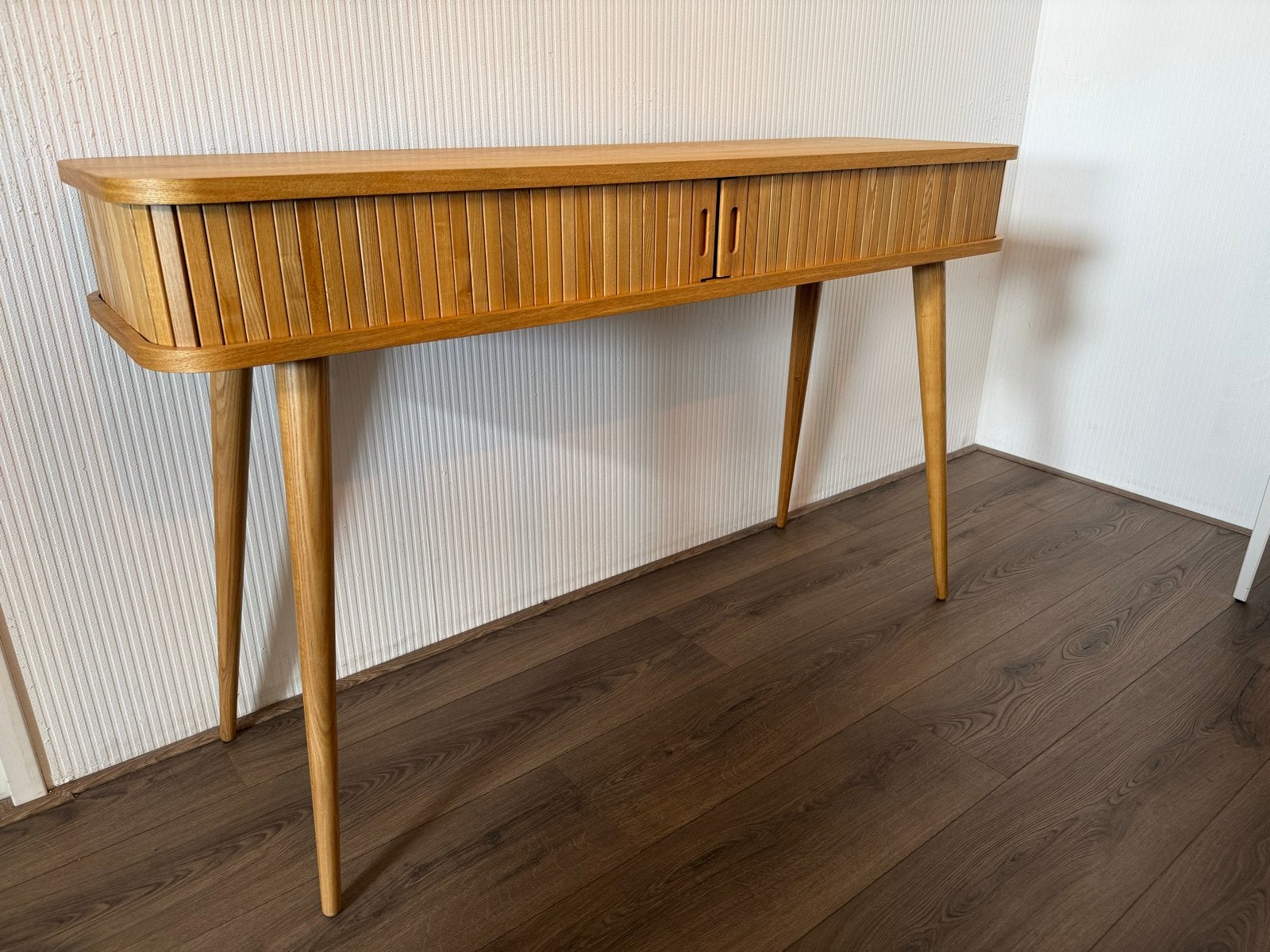 Zuiver Barbier Sidetable, Ophalen, 100 tot 150 cm, Zo goed als nieuw, Overige houtsoorten