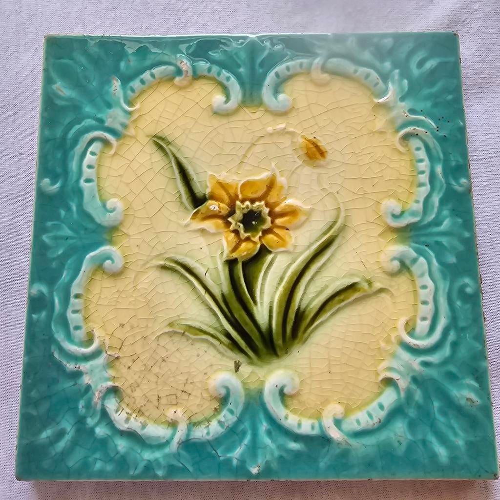 Antiek tegel Henry Richards Tile Co antiek tegel 1900, Antiek en Kunst, Ophalen of Verzenden