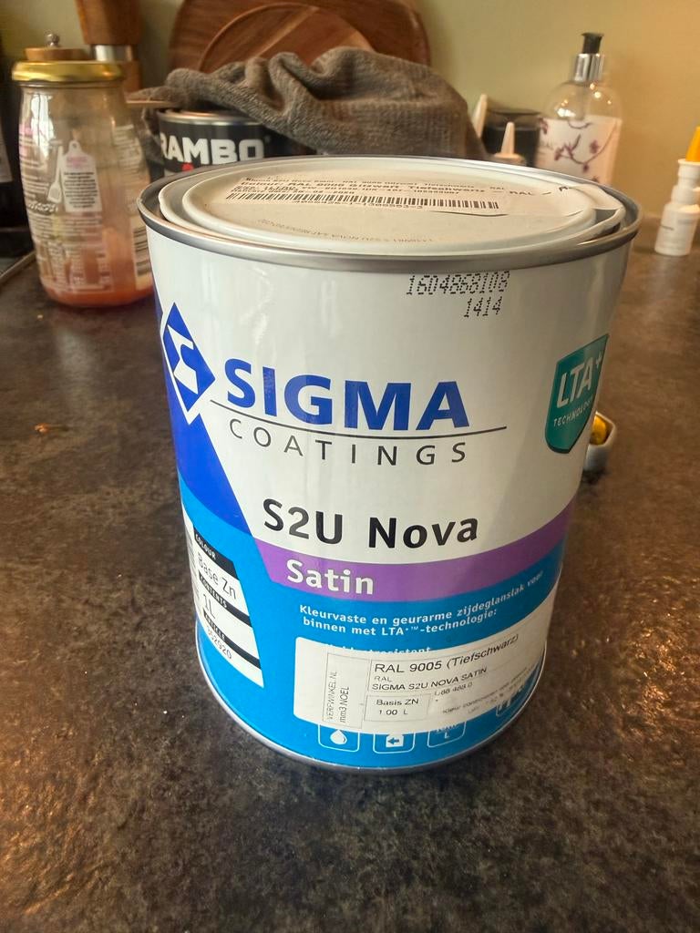 Sigma S2U Nova Zijdeglans Lak RAL 9005 Zwart, Doe-het-zelf en Verbouw, Verf, Beits en Lak, Ophalen, Zwart, Nieuw, Lak