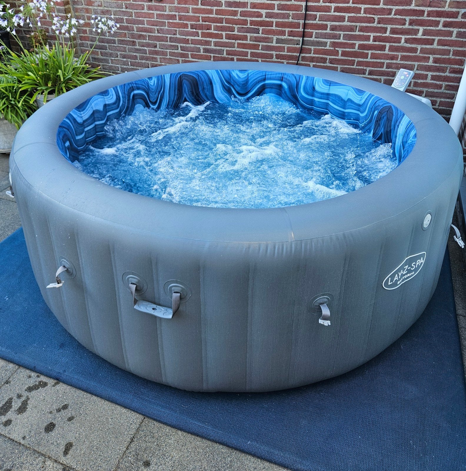 BestWay Lay-Z Spa Santorini Jacuzzi + BeschermHoes, Ophalen of Verzenden, Pomp
