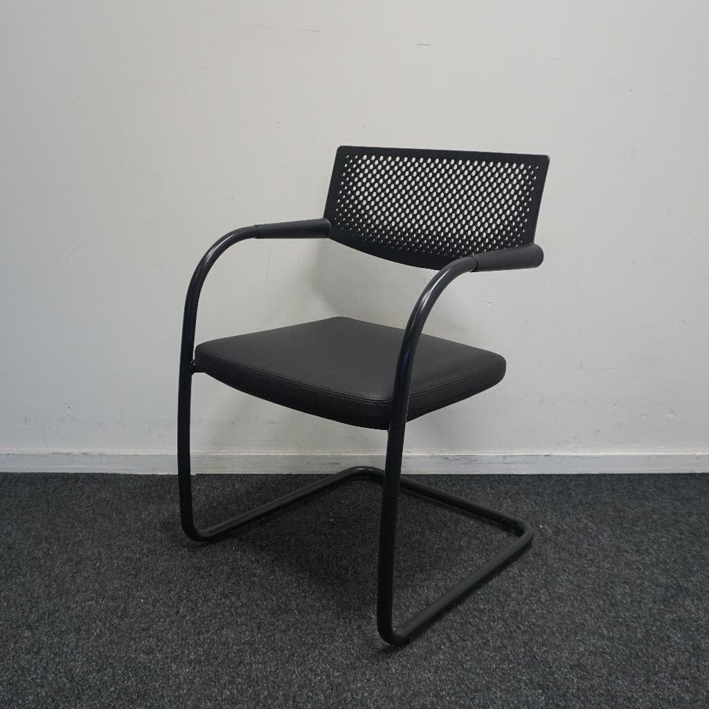 Vitra Visavis Vergaderstoel | Design Conferentiestoel | Leer, Huis en Inrichting, Gebruikt, -, Zwart, Ophalen of Verzenden