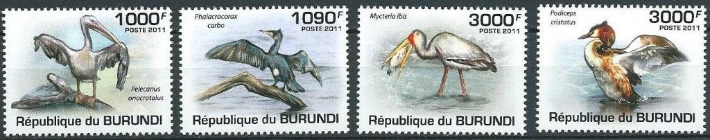 Vogels - Burundi - Mi 2006/2009 - Getand - Postfris, Ophalen of Verzenden, Postfris, Dier of Natuur
