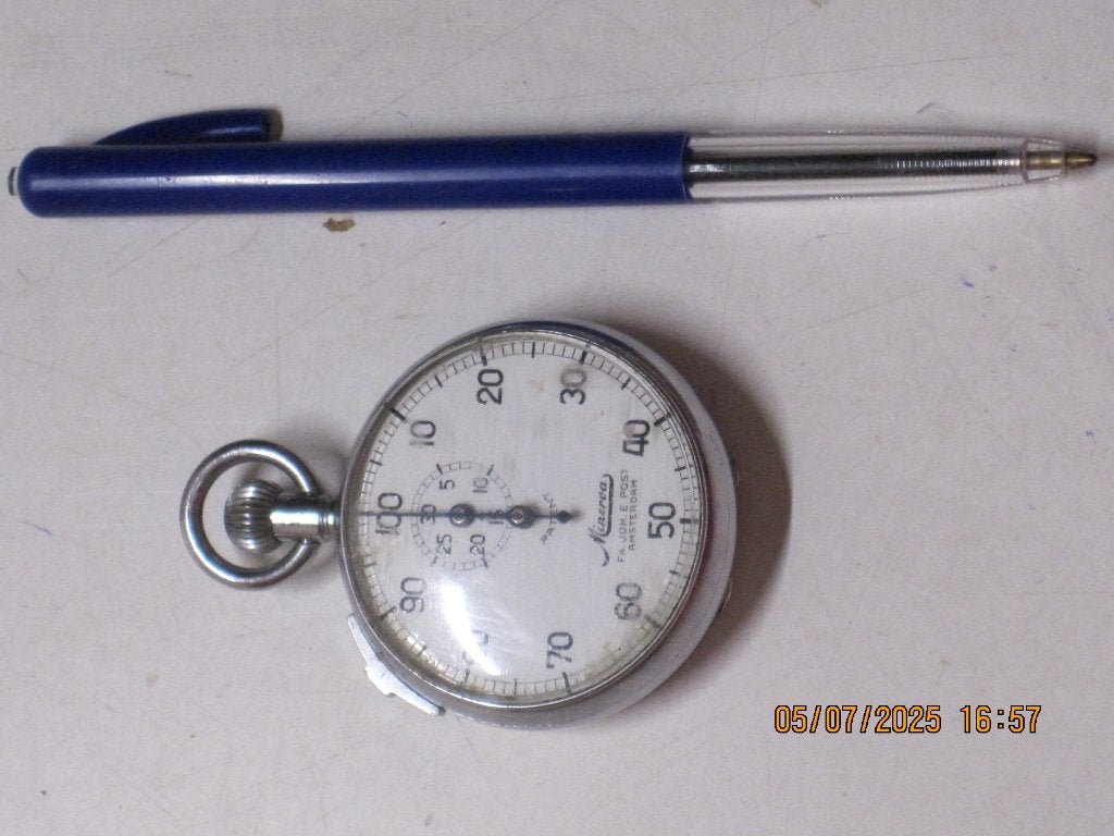 stopwatch minerva rotterdam goed werkend (348), Ophalen of Verzenden, Staal, Overige merken, 1960 of later
