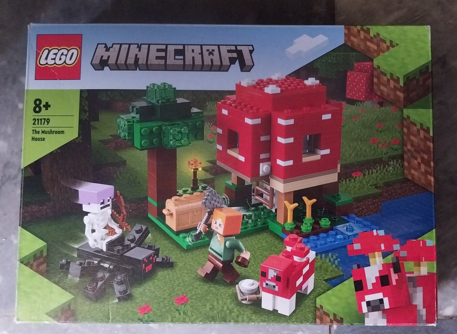 LEGO Minecraft 21179 De Paddestoelwoning - Compleet met doos, Minecraft, Lego, Ophalen of Verzenden, Zo goed als nieuw