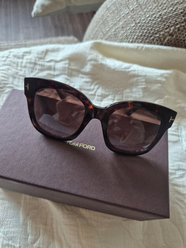 Tom Ford Beatrix-02 TF613 zonnebril Tortoise zgan, Overige merken, Zonnebril, Bruin, Ophalen of Verzenden