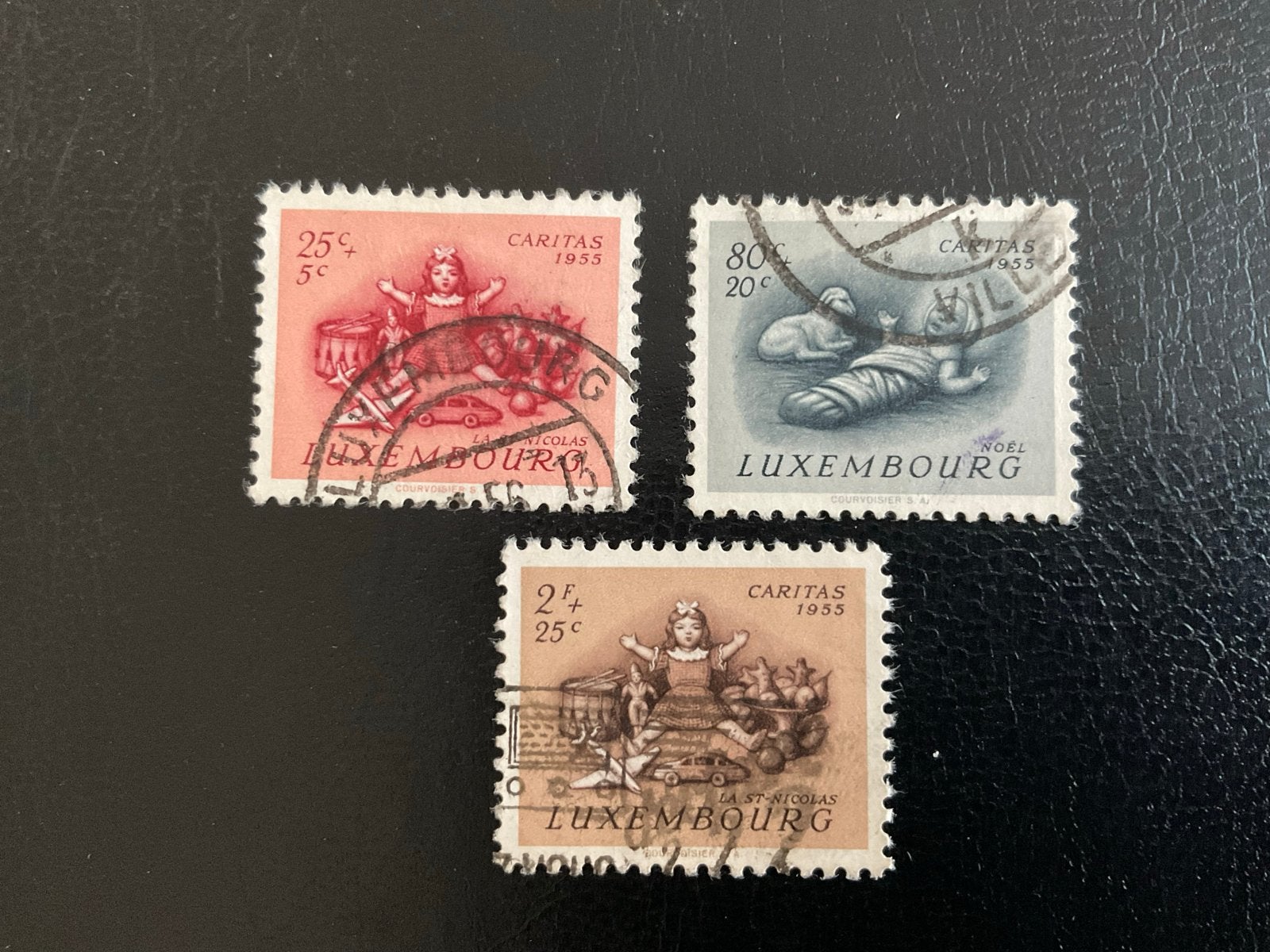 Luxemburg Caritas toeslagzegels 1955 - Kerst & Sinterklaas, Verzenden, Luxemburg, Gestempeld